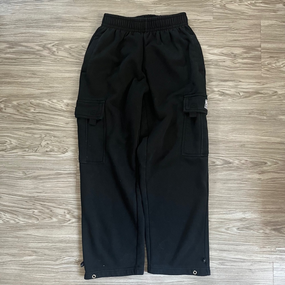 Pro Club Womens Fleece Cargo Sweatpants Black Streetwear Joggers Small
